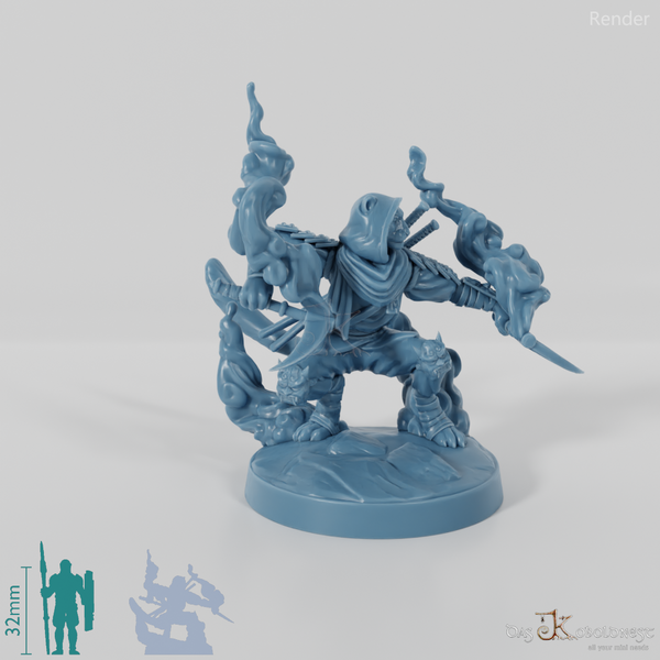 Adhira, catfolk villain with mist