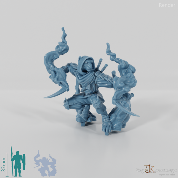 Adhira, catfolk villain with mist