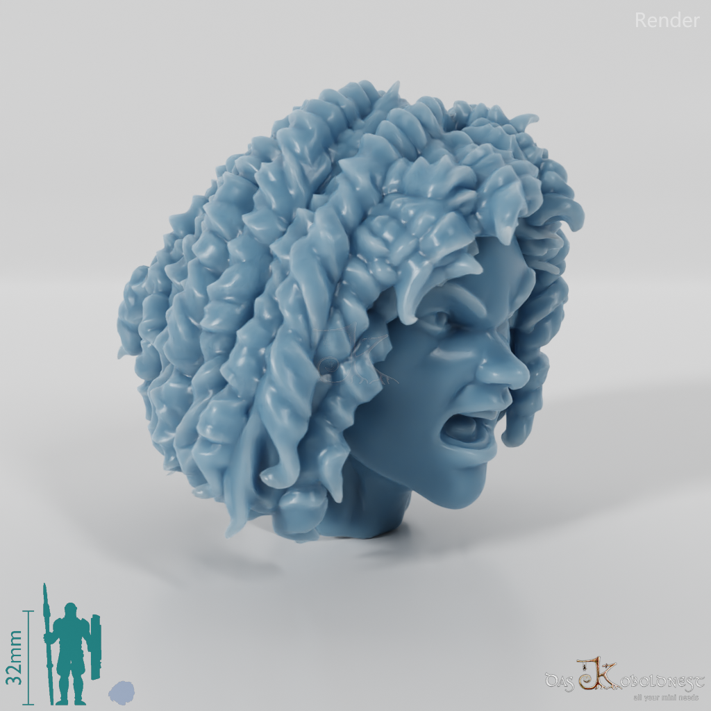 Woman's Head - Curly Afro (Angry)