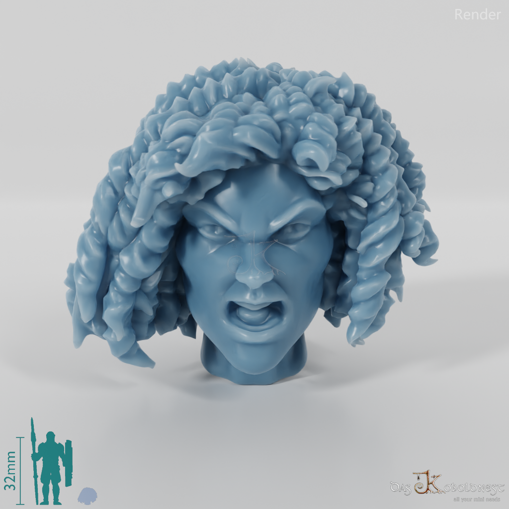 Woman's Head - Curly Afro (Angry)