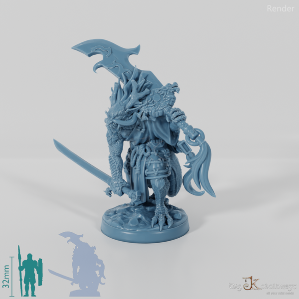 Ryushun, dragonfolk martial artist with katana