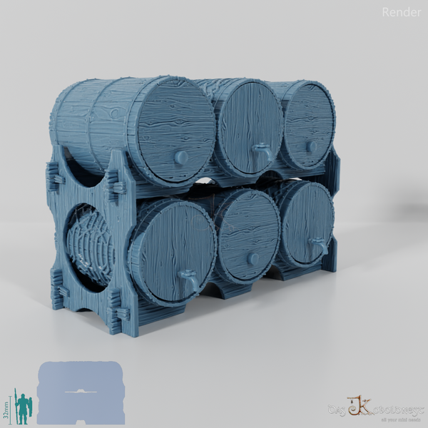 Gestapelte Bierfässer 01