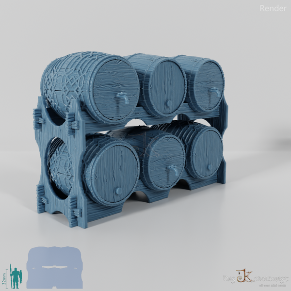 Gestapelte Bierfässer 02