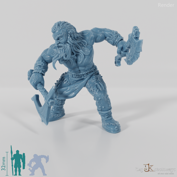 Nordic Berserker with two one-handed axes
