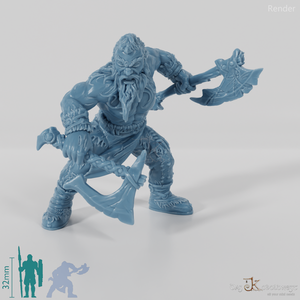 Nordic Berserker with two one-handed axes