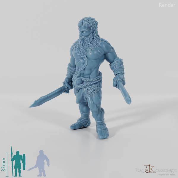 Nordic berserker with two one-handed swords