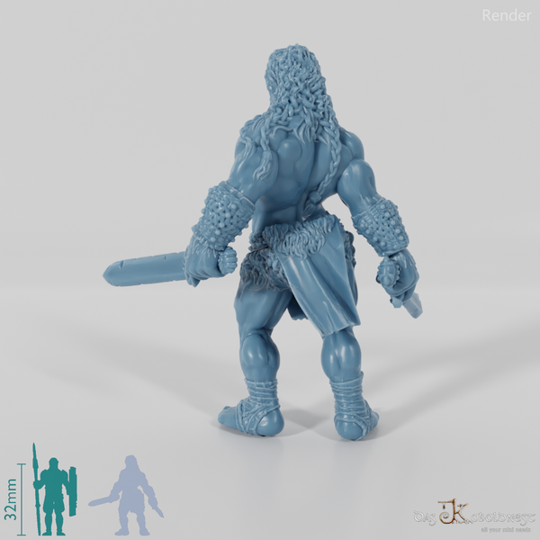 Nordic berserker with two one-handed swords