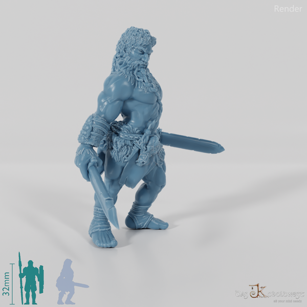 Nordic berserker with two one-handed swords