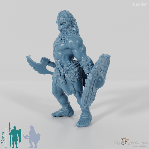 Nordic berserker with ax and shield