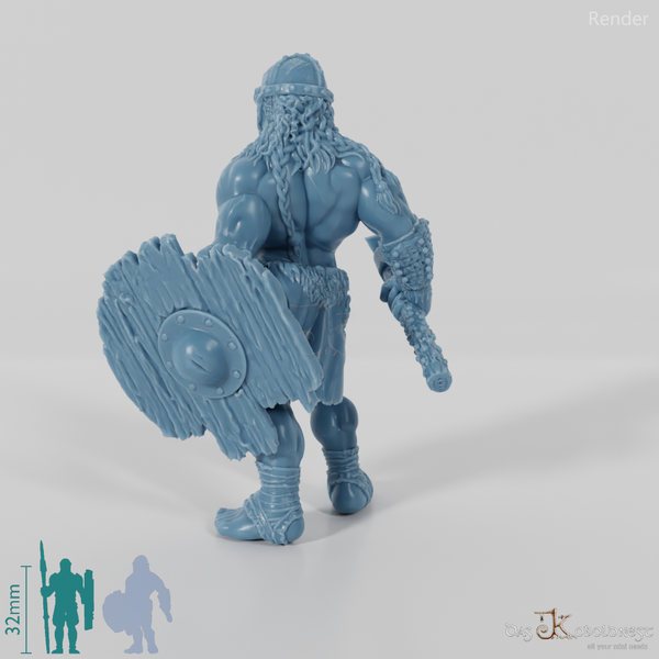 Nordic berserker with ax and shield