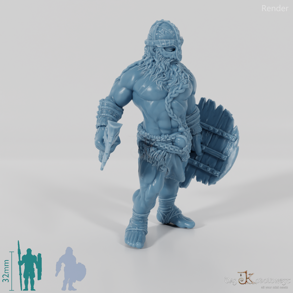 Nordic berserker with ax and shield