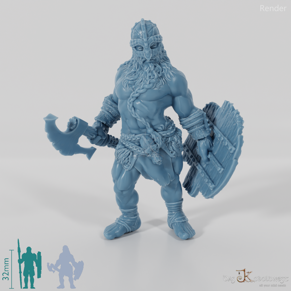 Nordic berserker with ax and shield
