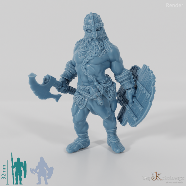 Nordic berserker with ax and shield