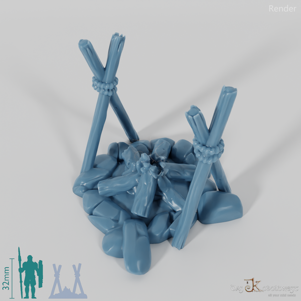 Lagerfeuer - Entzündetes Kochfeuer