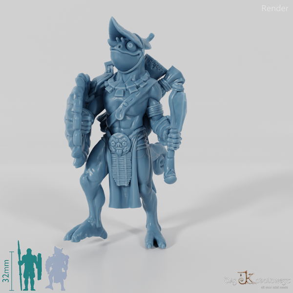 Xuchatla, Lizardfolk Rogue with Ax (Pose 1)