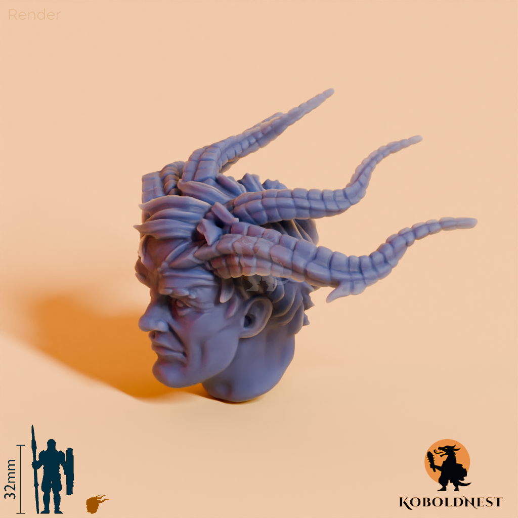 Dämonenkopf - Männlich, Kurze Haare