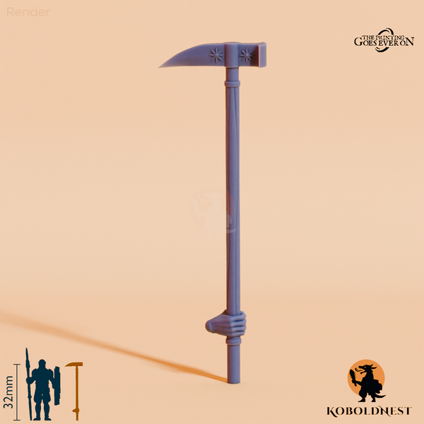 Wüstenclan-Kriegshammer A, hinten gegriffen mit Hand