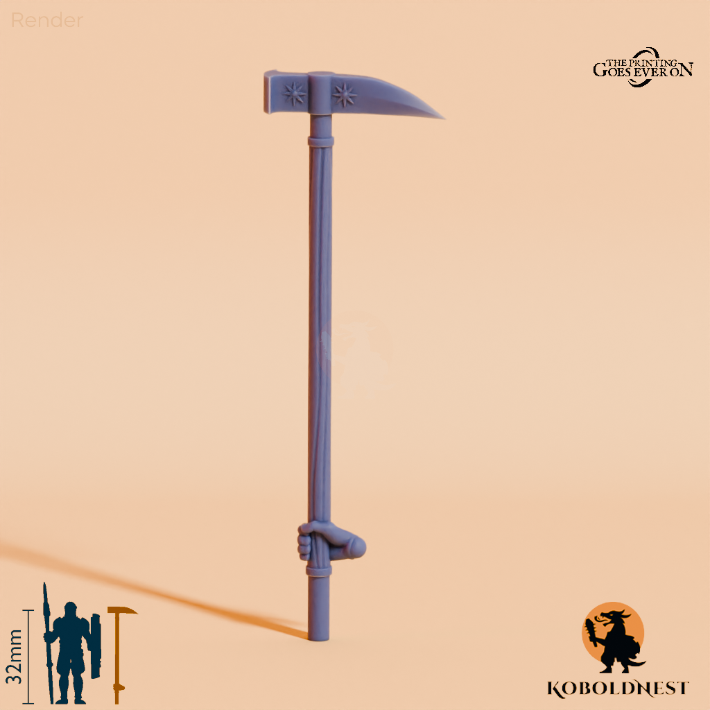 Wüstenclan-Kriegshammer A, hinten gegriffen mit Hand