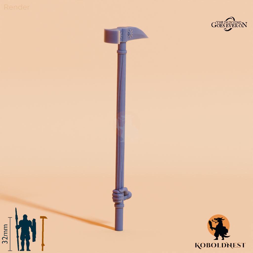 Wüstenclan-Kriegshammer A, hinten gegriffen mit Hand