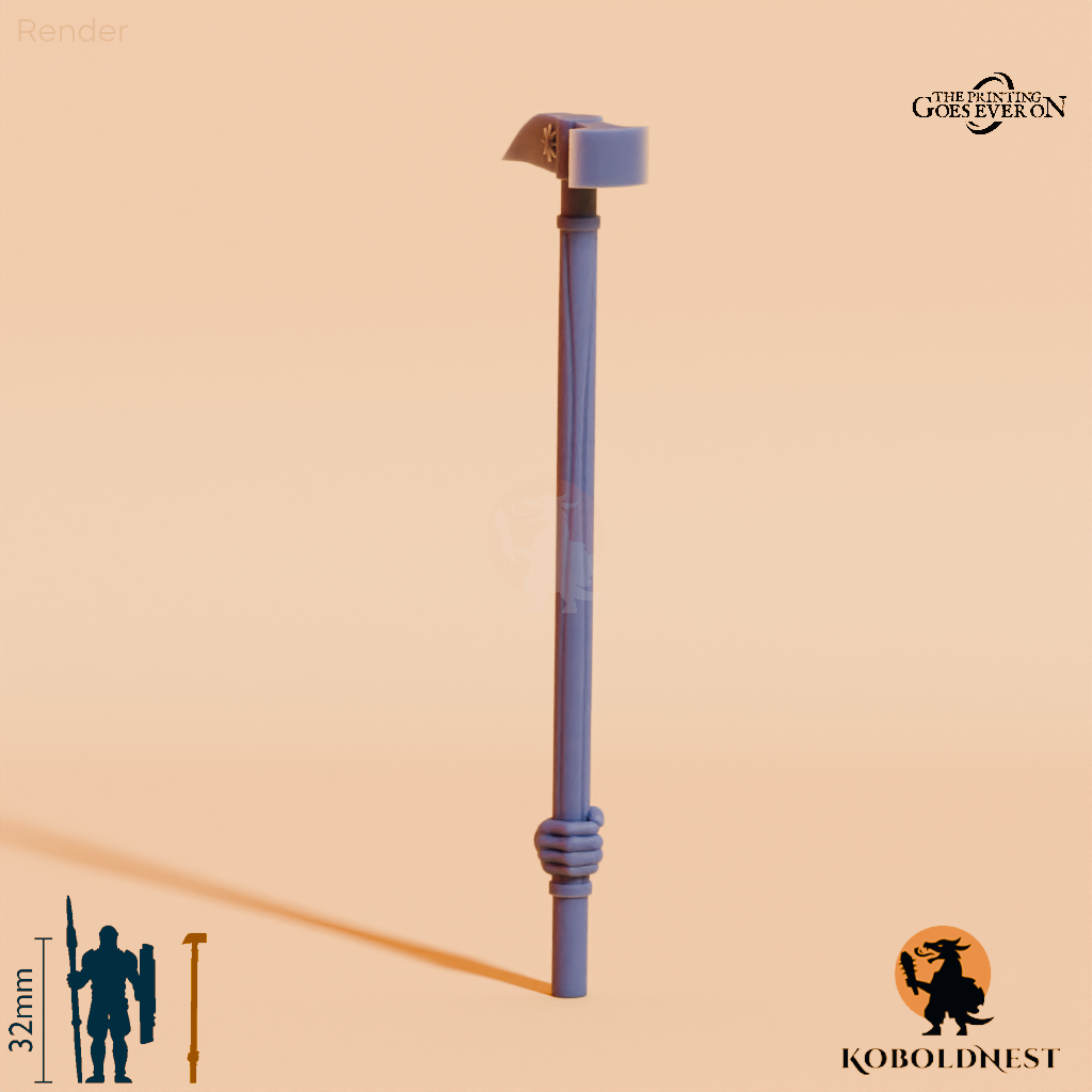 Wüstenclan-Kriegshammer A, hinten gegriffen mit Hand