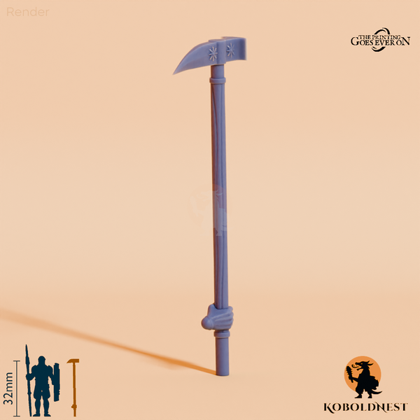 Wüstenclan-Kriegshammer A, hinten gegriffen mit Hand