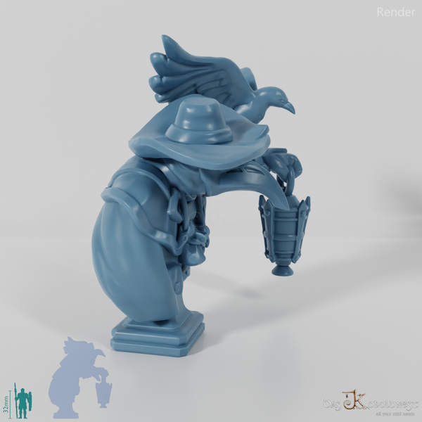 Büste - Doktor Corvus mit Krähe und Laterne