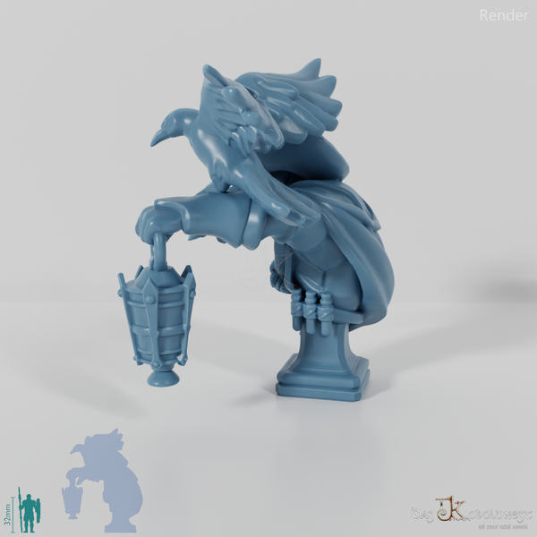 Büste - Doktor Corvus mit Krähe und Laterne