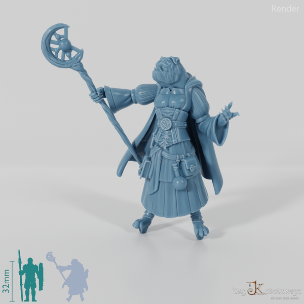 Hundevolk-Magierin - Englische Bulldogge