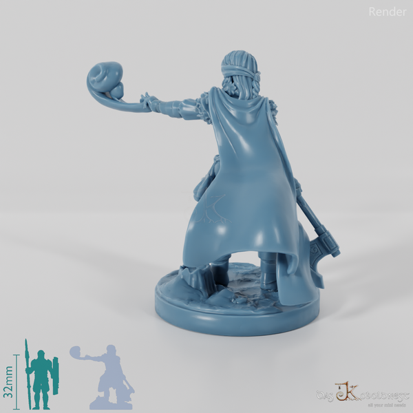 Elena, Schülerin des Nordens mit Axt und Zauber (Pose 2)