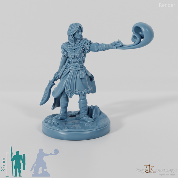 Elena, Schülerin des Nordens mit Dolch und Zauber (Pose 2)