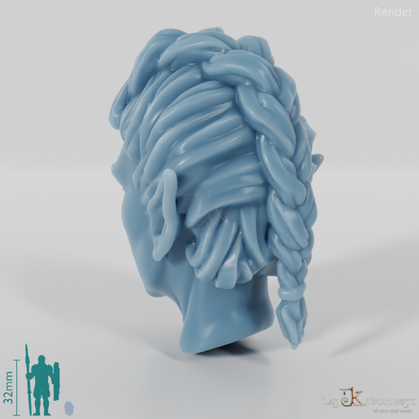 Woman's Head - Elf with Big Braid (Angry)