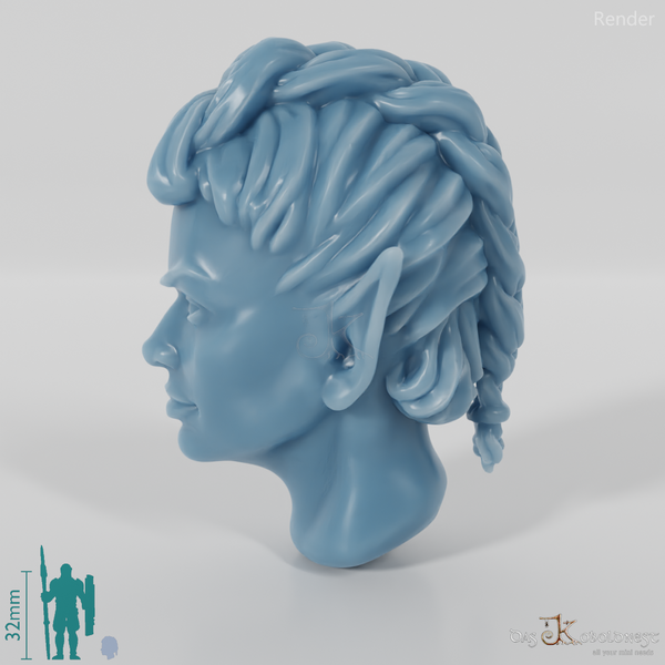 Woman's head - elf with a big braid