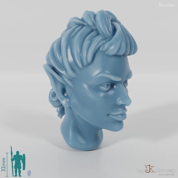 Woman's head - elf with a big braid