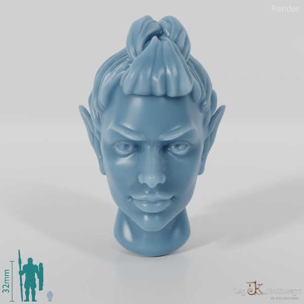 Woman's head - elf with a big braid