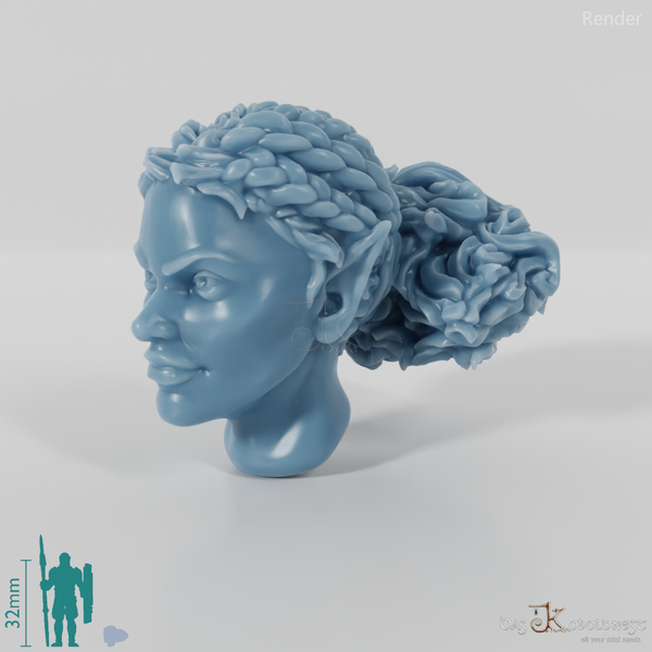 Female head - elf with braided curls