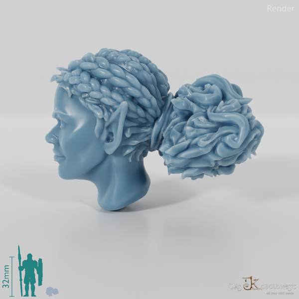 Female head - elf with braided curls
