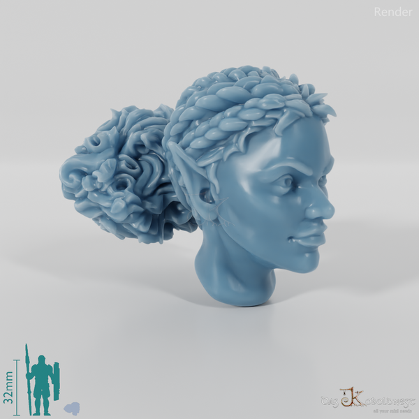 Female head - elf with braided curls