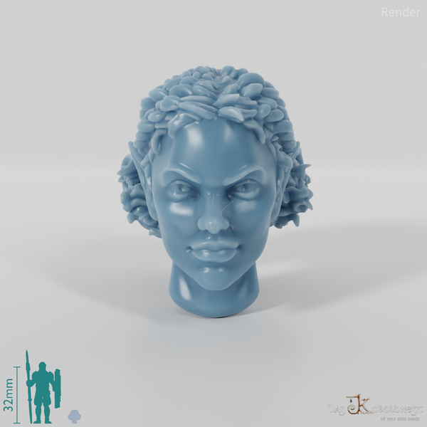 Female head - elf with braided curls