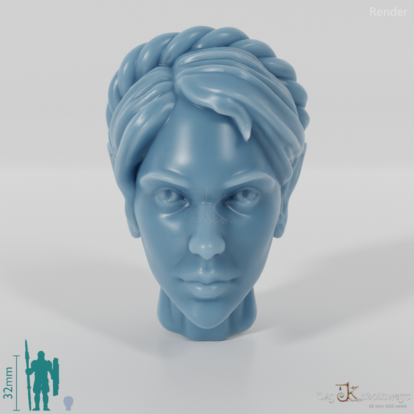 Female head - elf with braided wreath of hair