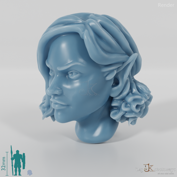 Female head - elf with light curls