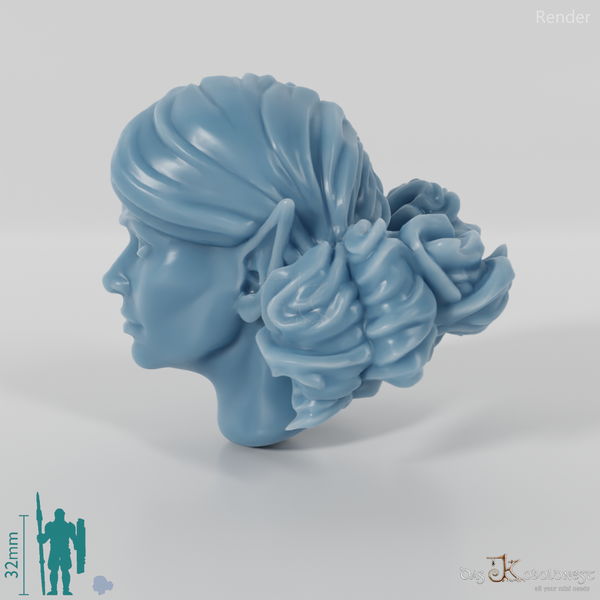 Female head - elf with curly topknots