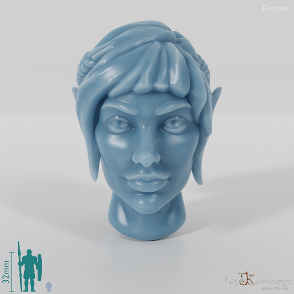 Female head - elf with braided strands