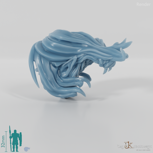 Woman's head - elf with medium-long hair (angry)