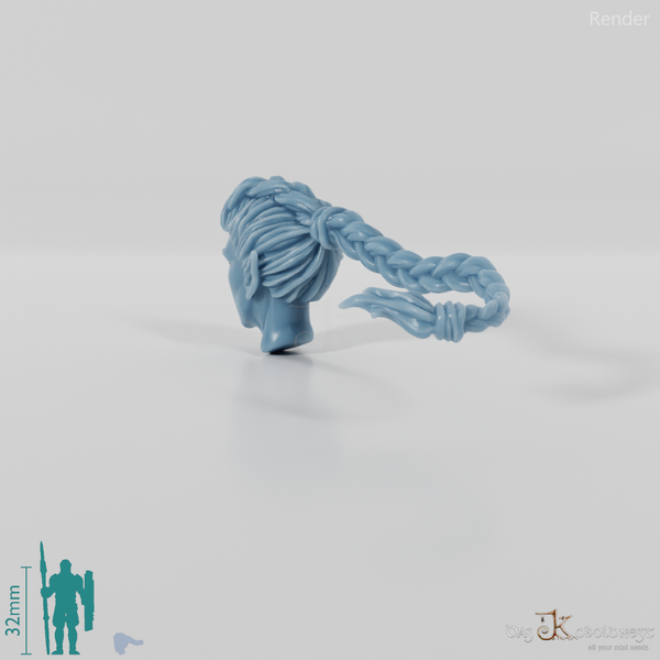 Woman's Head - Elf with Long Braid (Angry)