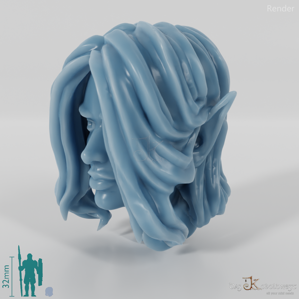 Female head - elf with long hair