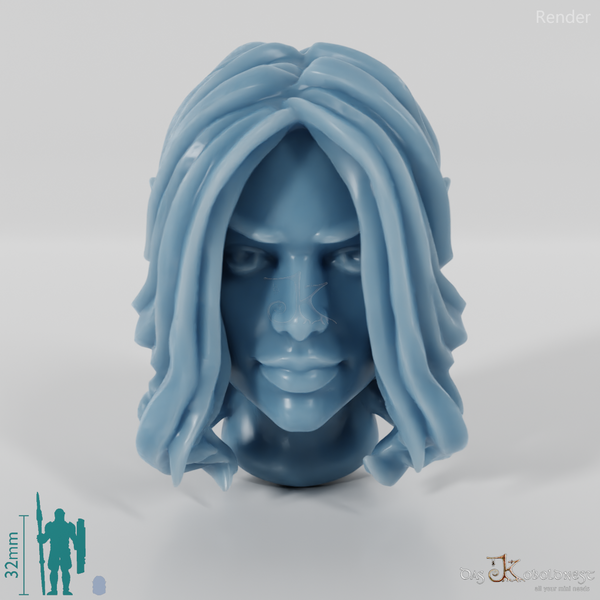 Female head - elf with long hair