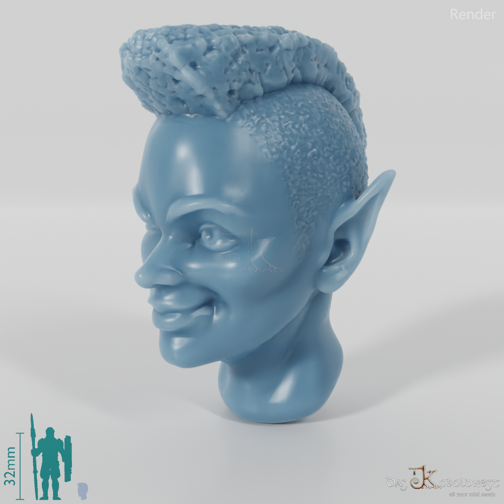 Female head - elf with mohawk