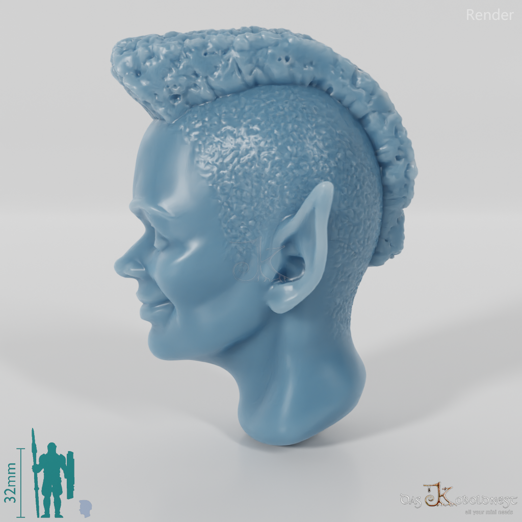 Female head - elf with mohawk