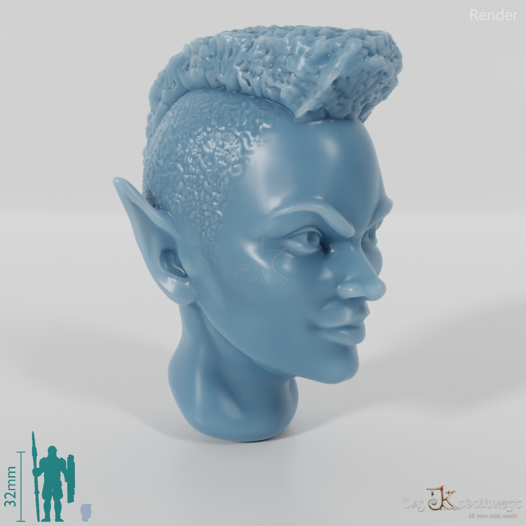 Female head - elf with mohawk