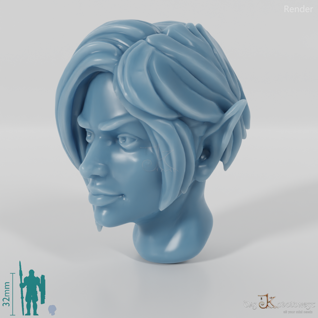 Woman's head - elf with pixie cut 1